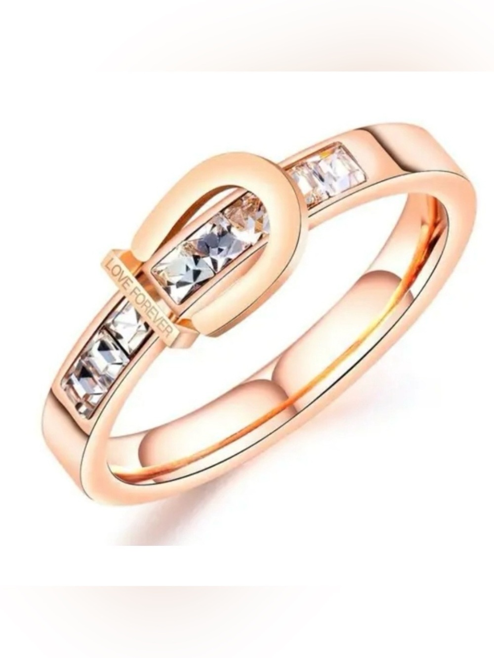 "Love Forever"
Crystal Zircon Belt
Buckle Ring
